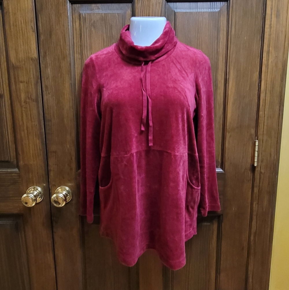 Pure Jill Sz S Velvet Turtleneck Top in Rich Red P2P 18 L 28